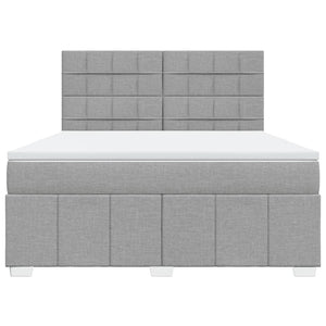 Κρεβάτι Boxspring με Στρώμα Ανοιχτό Γκρι 180x200 εκ. Υφασμάτινο