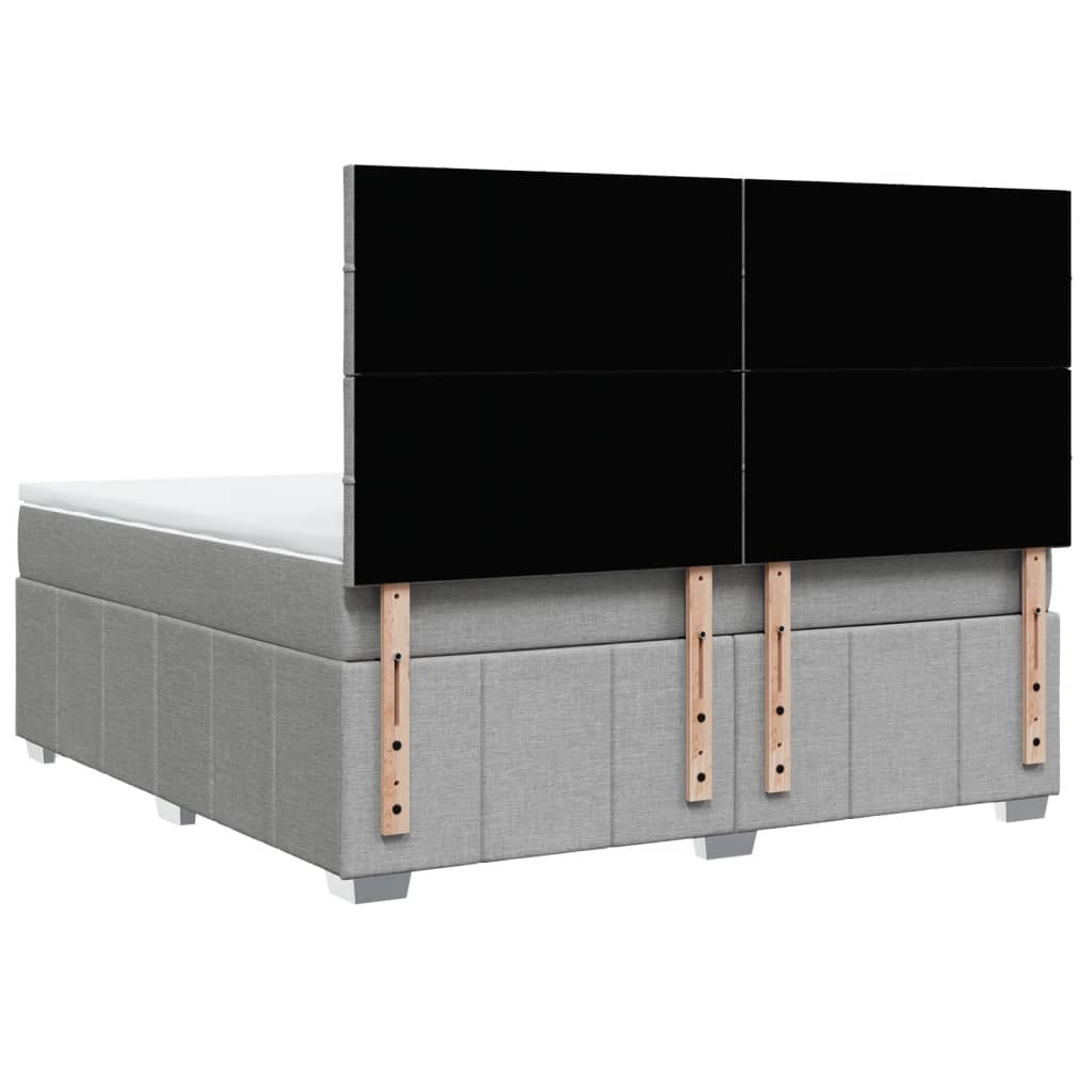 Κρεβάτι Boxspring με Στρώμα Ανοιχτό Γκρι 180x200 εκ. Υφασμάτινο