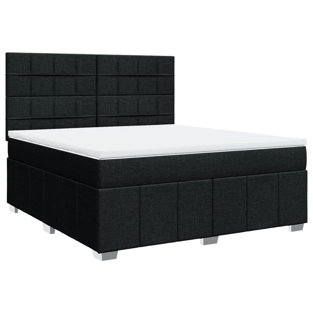 Κρεβάτι Boxspring με Στρώμα Μαύρο 180x200 εκ. Υφασμάτινο - Pakobazaar