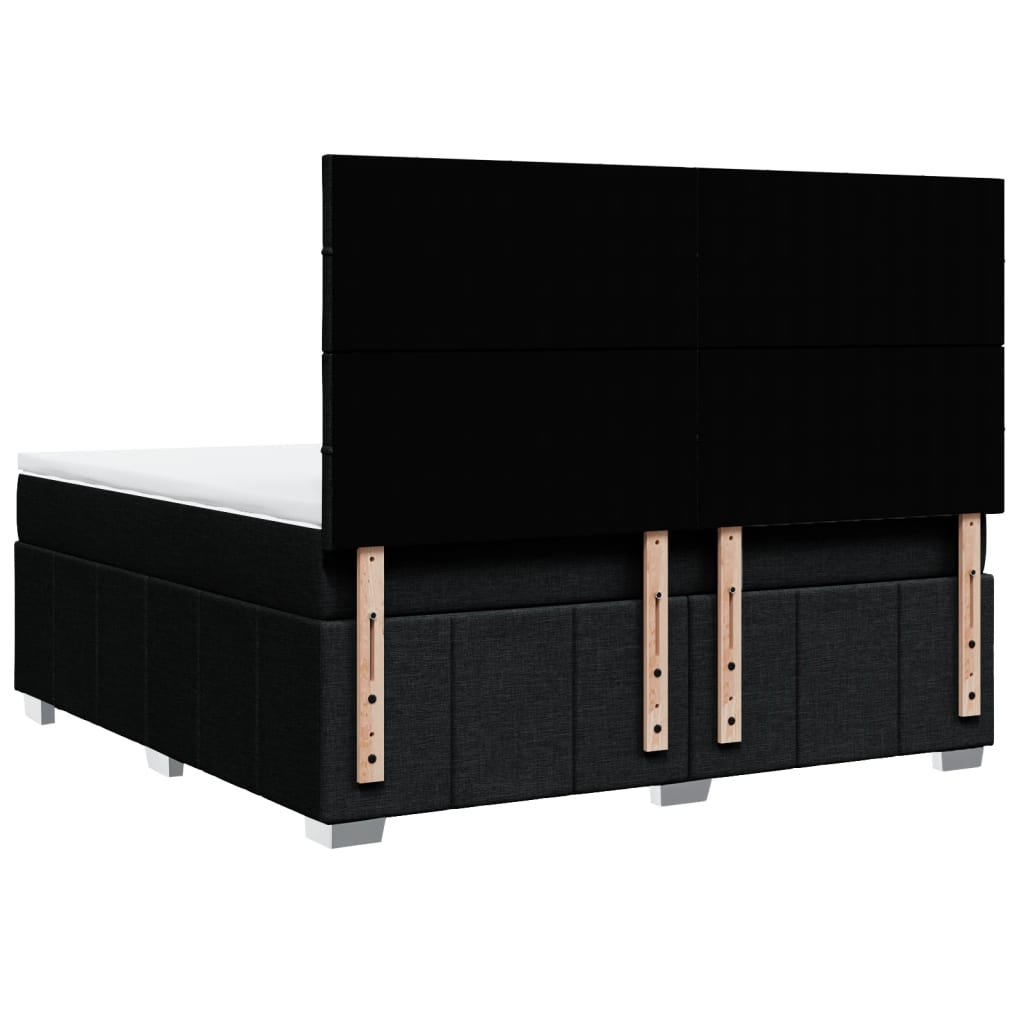 Κρεβάτι Boxspring με Στρώμα Μαύρο 180x200 εκ. Υφασμάτινο - Pakobazaar