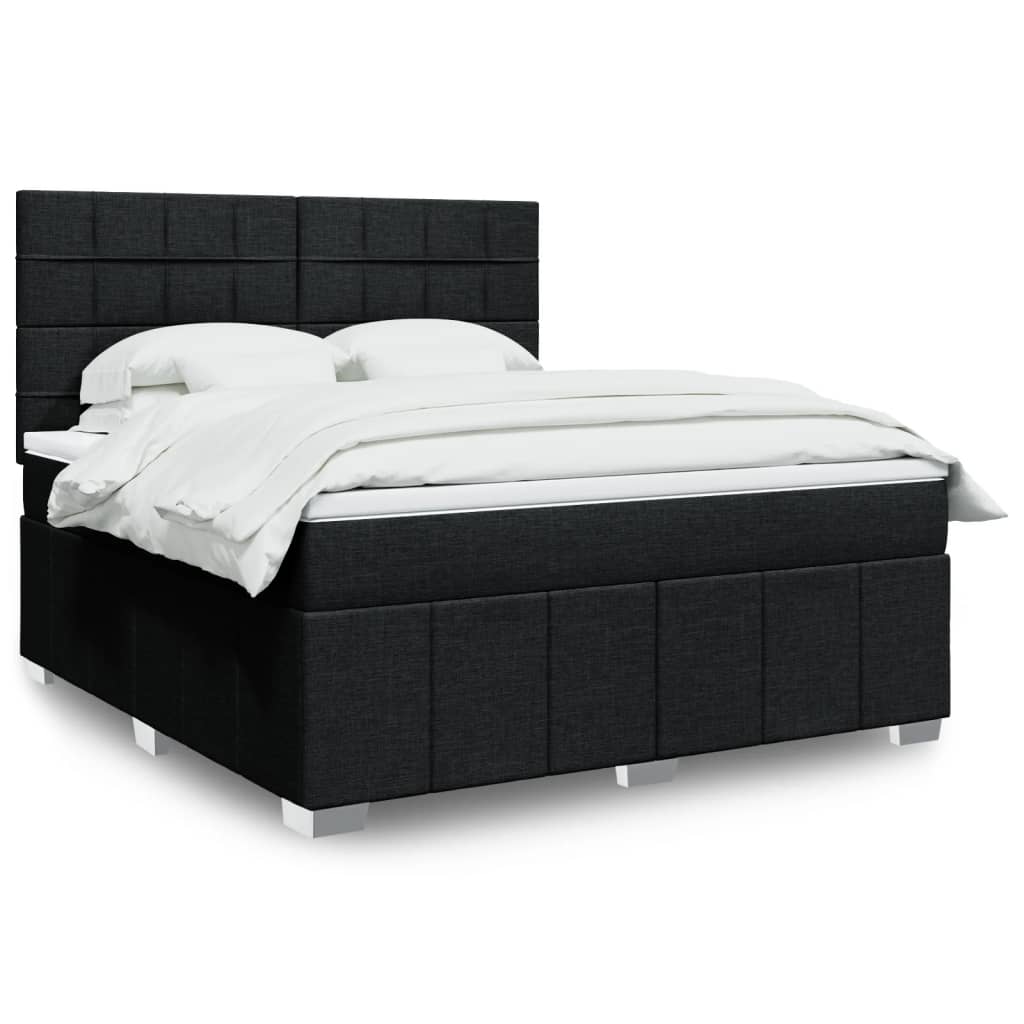 Κρεβάτι Boxspring με Στρώμα Μαύρο 180x200 εκ. Υφασμάτινο - Pakobazaar