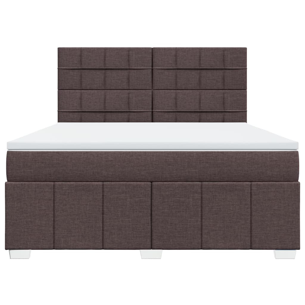 Κρεβάτι Boxspring με Στρώμα Σκούρο Καφέ 180x200 εκ Υφασμάτινο - Pakobazaar