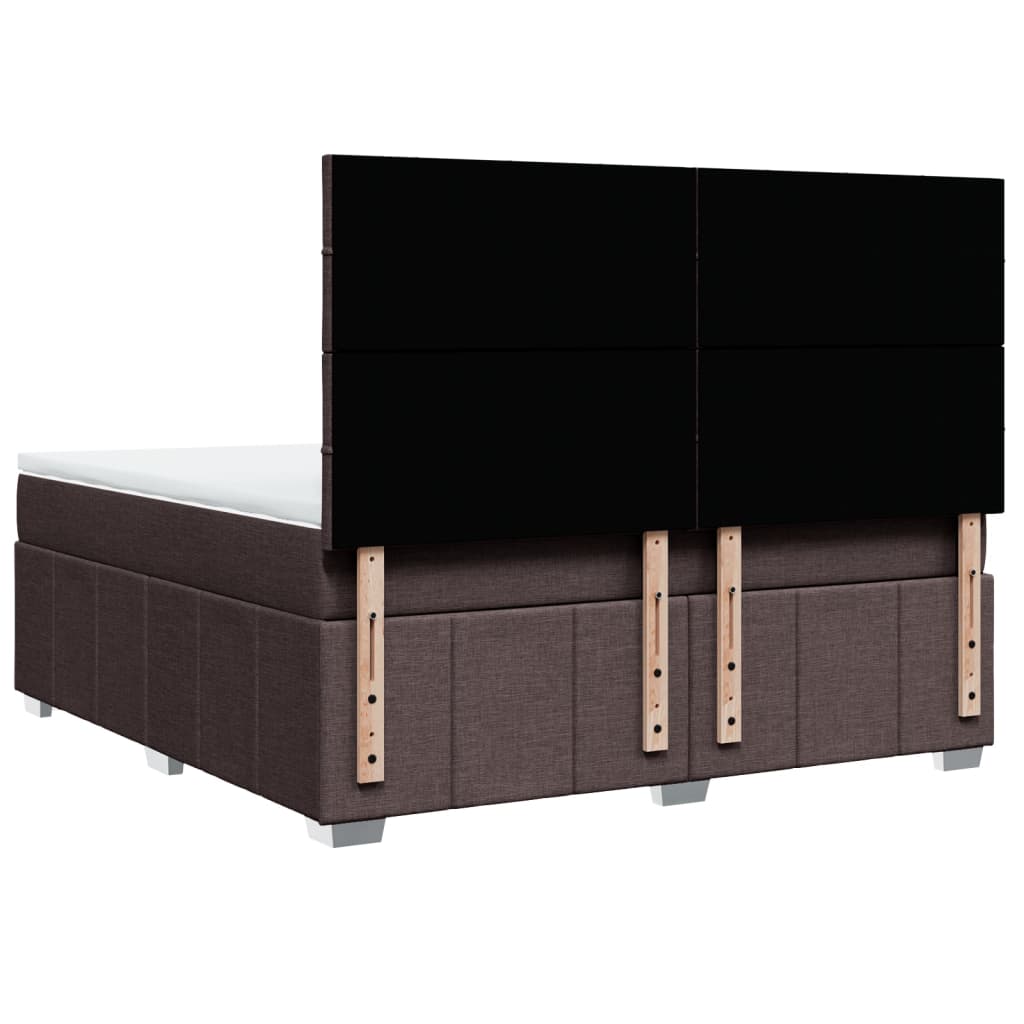 Κρεβάτι Boxspring με Στρώμα Σκούρο Καφέ 180x200 εκ Υφασμάτινο - Pakobazaar