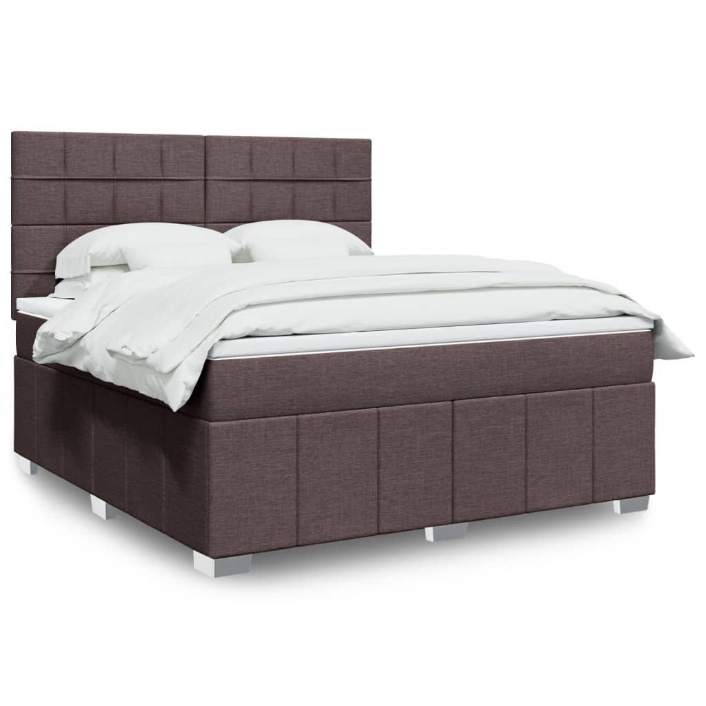 Κρεβάτι Boxspring με Στρώμα Σκούρο Καφέ 180x200 εκ Υφασμάτινο - Pakobazaar