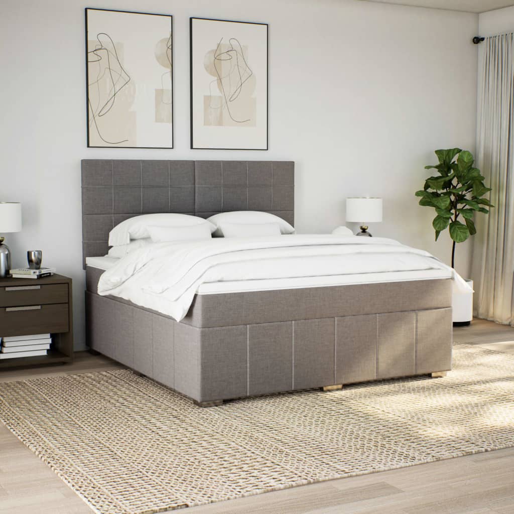 Κρεβάτι Boxspring με Στρώμα Taupe 180x200 εκ. Υφασμάτινο