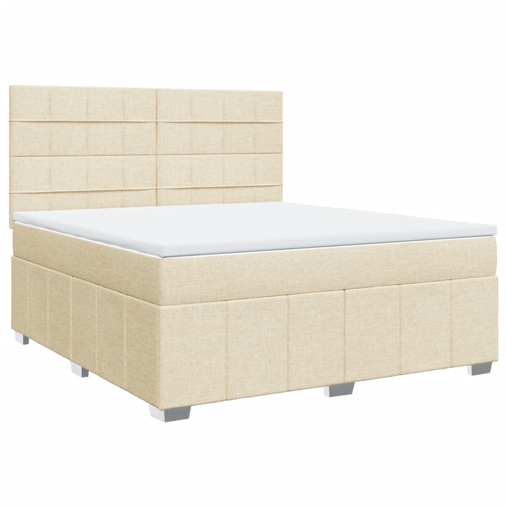 Κρεβάτι Boxspring με Στρώμα Κρεμ 180x200 εκ. Υφασμάτινο - Pakobazaar