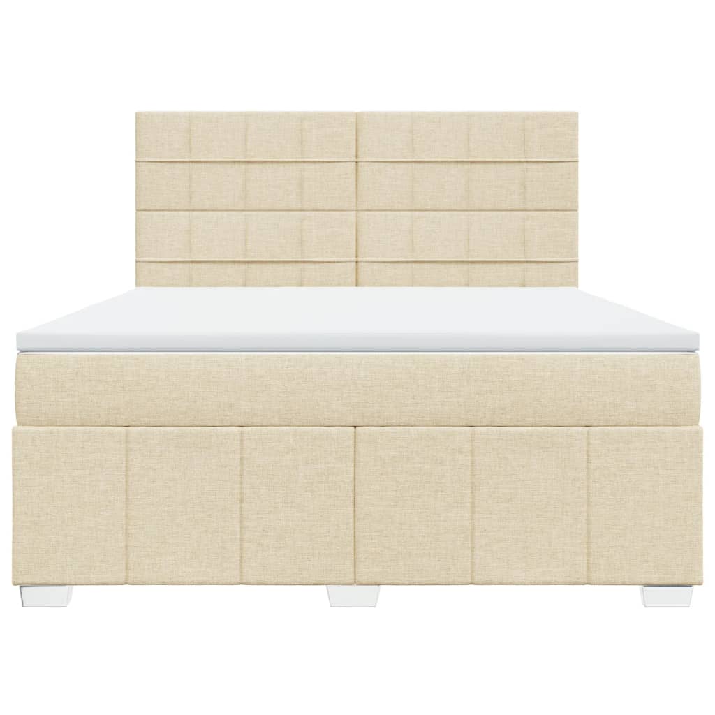 Κρεβάτι Boxspring με Στρώμα Κρεμ 180x200 εκ. Υφασμάτινο - Pakobazaar