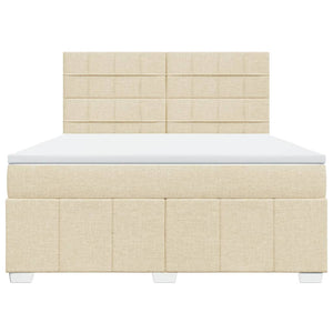 Κρεβάτι Boxspring με Στρώμα Κρεμ 180x200 εκ. Υφασμάτινο - Pakobazaar