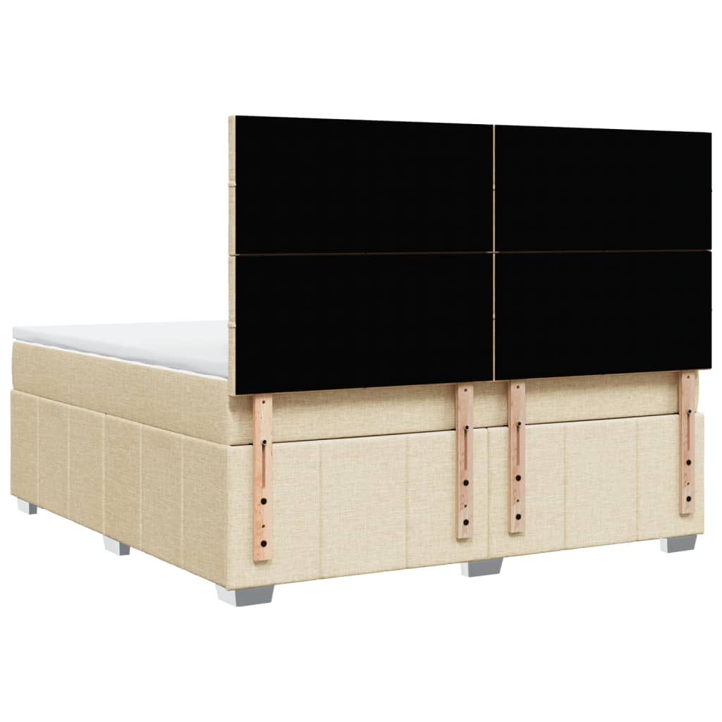 Κρεβάτι Boxspring με Στρώμα Κρεμ 180x200 εκ. Υφασμάτινο - Pakobazaar