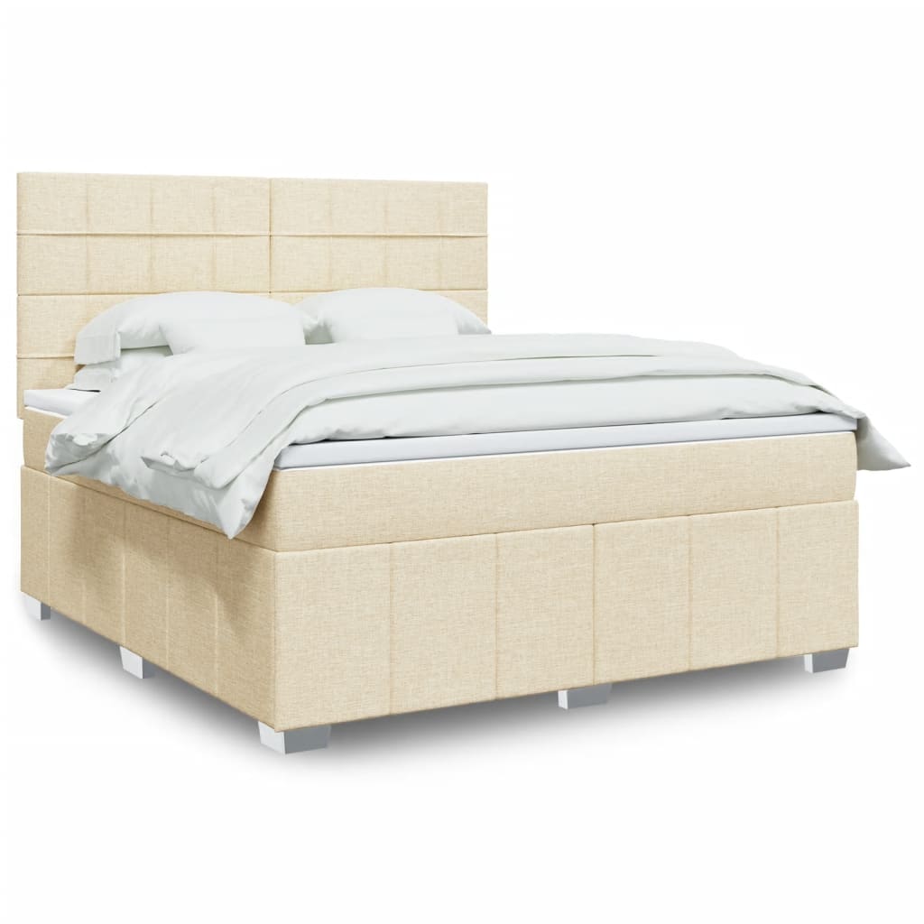 Κρεβάτι Boxspring με Στρώμα Κρεμ 180x200 εκ. Υφασμάτινο - Pakobazaar