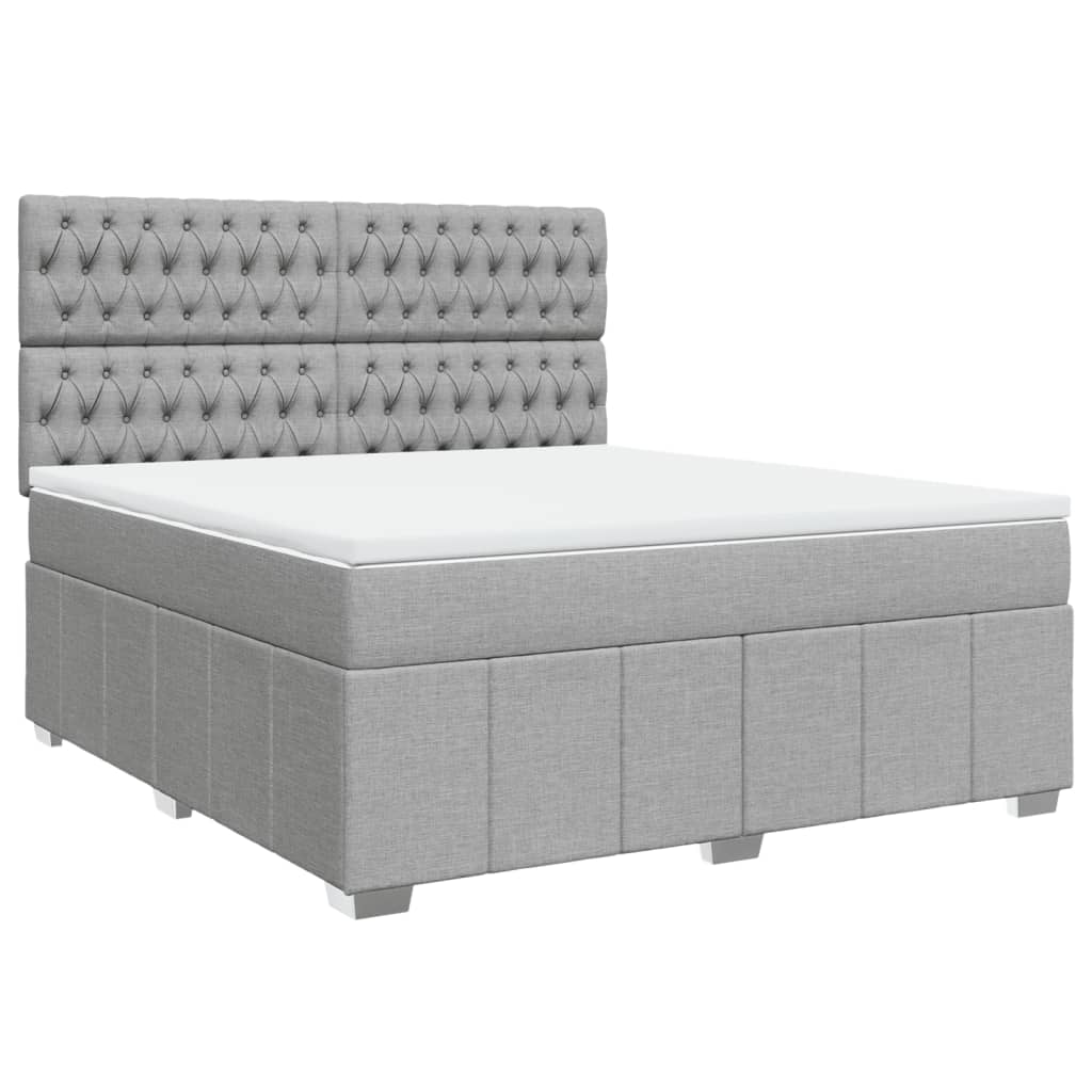 Κρεβάτι Boxspring με Στρώμα Ανοιχτό Γκρι 180x200 εκ. Υφασμάτινο - Pakobazaar