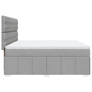 Κρεβάτι Boxspring με Στρώμα Ανοιχτό Γκρι 180x200 εκ. Υφασμάτινο - Pakobazaar