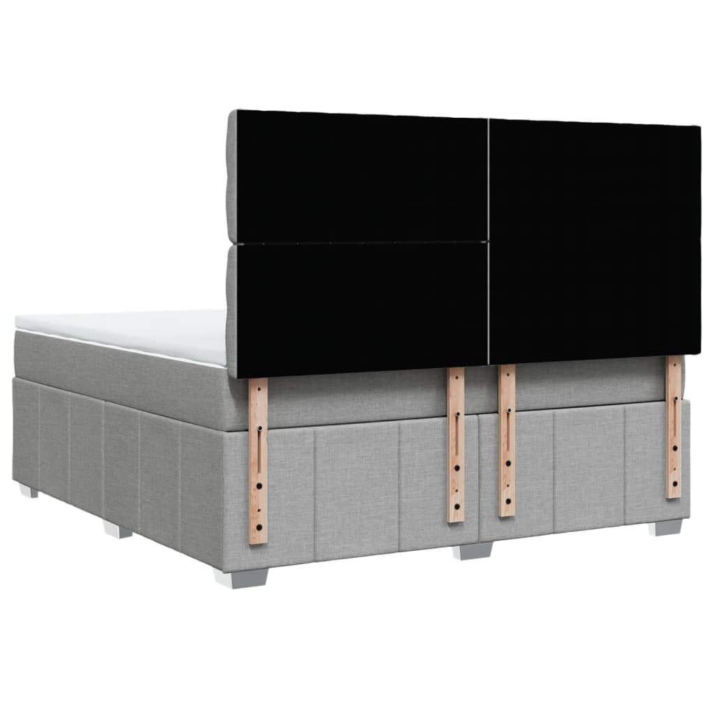 Κρεβάτι Boxspring με Στρώμα Ανοιχτό Γκρι 180x200 εκ. Υφασμάτινο - Pakobazaar