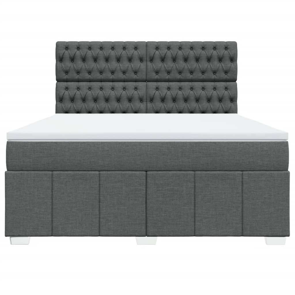 Κρεβάτι Boxspring με Στρώμα Σκούρο Γκρι 180x200 εκ Υφασμάτιν - Pakobazaar