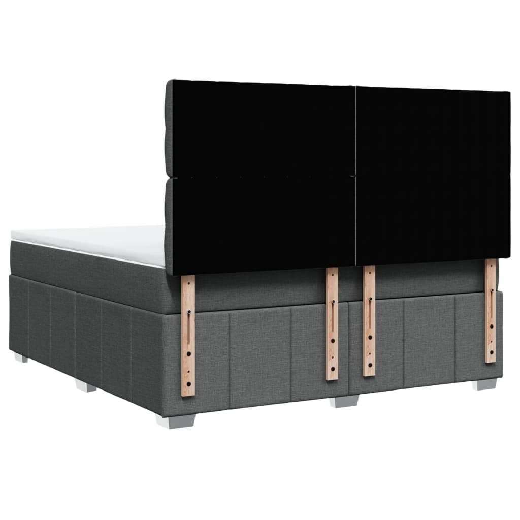Κρεβάτι Boxspring με Στρώμα Σκούρο Γκρι 180x200 εκ Υφασμάτιν - Pakobazaar