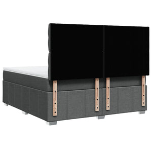 Κρεβάτι Boxspring με Στρώμα Σκούρο Γκρι 180x200 εκ Υφασμάτιν - Pakobazaar