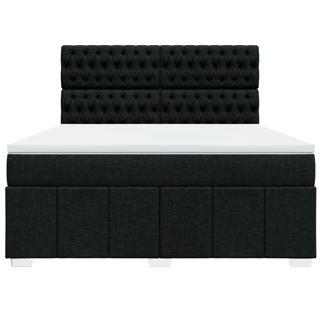 Κρεβάτι Boxspring με Στρώμα Μαύρο 180x200 εκ. Υφασμάτινο - Pakobazaar