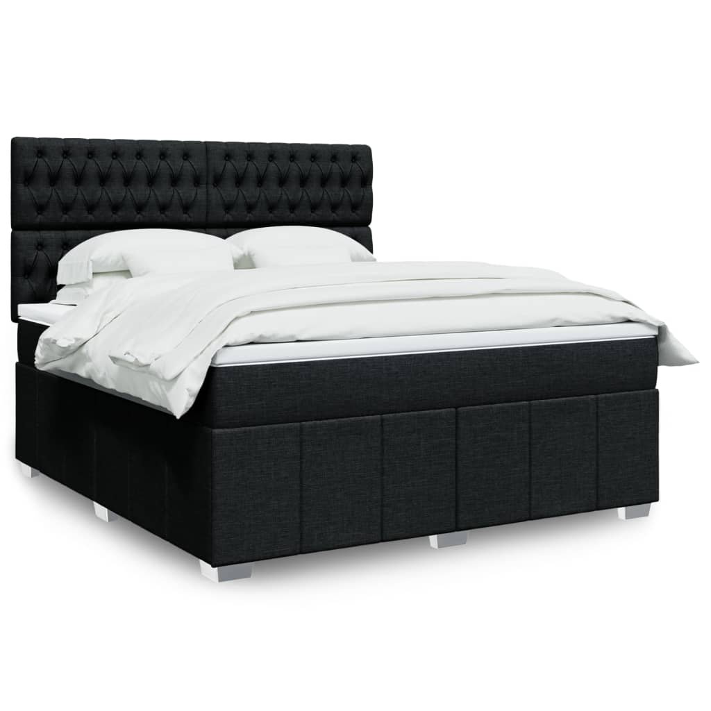 Κρεβάτι Boxspring με Στρώμα Μαύρο 180x200 εκ. Υφασμάτινο - Pakobazaar