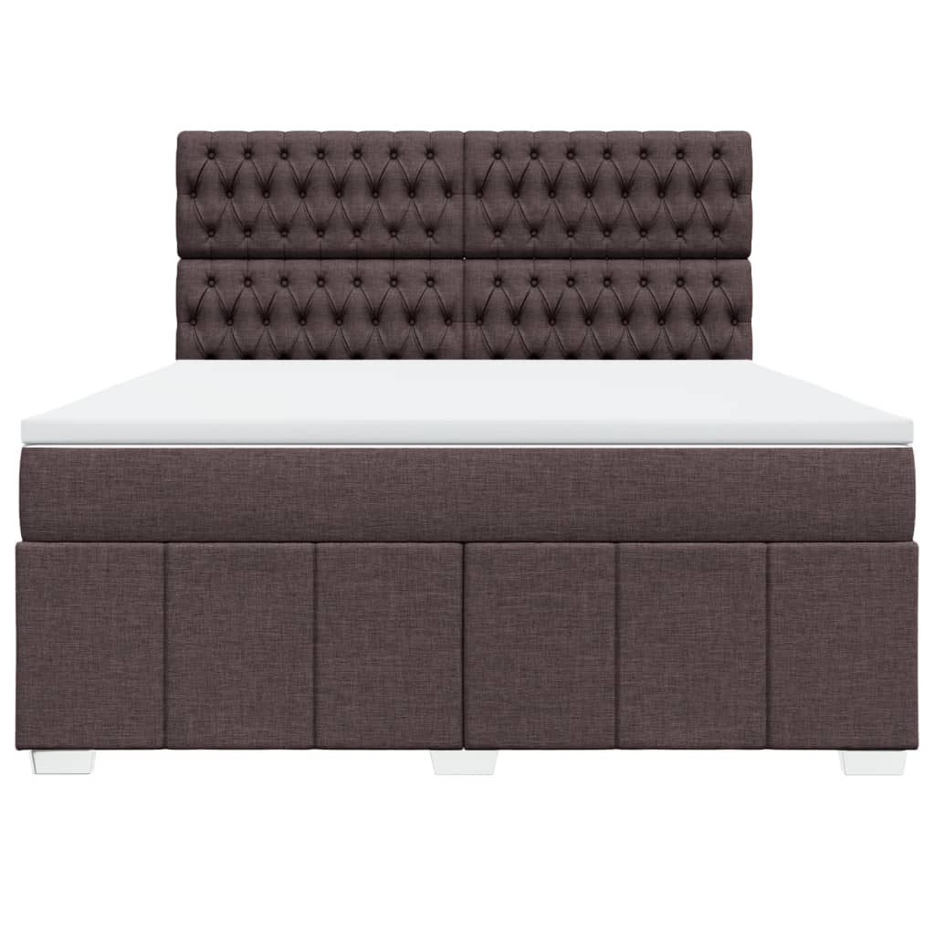 Κρεβάτι Boxspring με Στρώμα Σκούρο Καφέ 180x200 εκ Υφασμάτινο - Pakobazaar