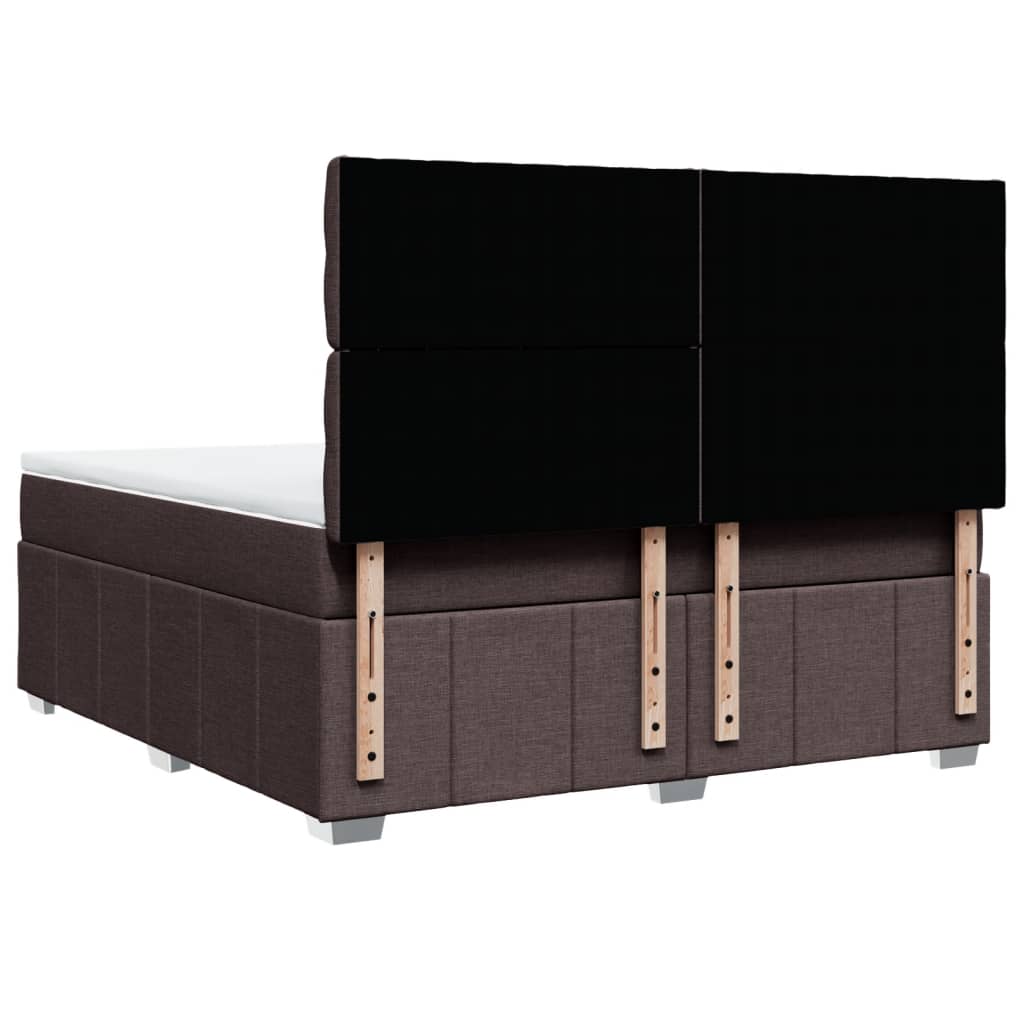 Κρεβάτι Boxspring με Στρώμα Σκούρο Καφέ 180x200 εκ Υφασμάτινο - Pakobazaar