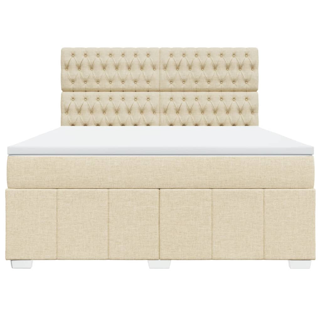 Κρεβάτι Boxspring με Στρώμα Κρεμ 180x200 εκ. Υφασμάτινο - Pakobazaar