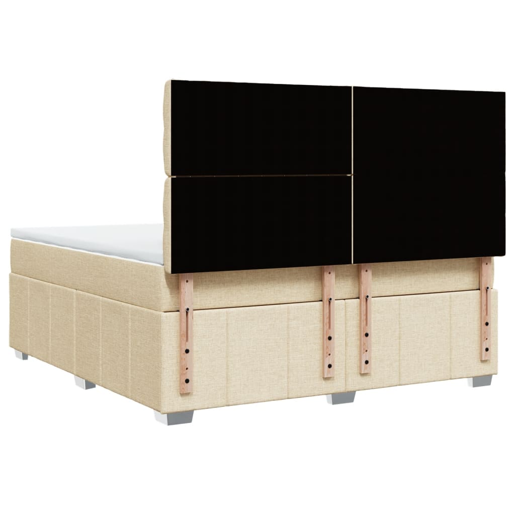 Κρεβάτι Boxspring με Στρώμα Κρεμ 180x200 εκ. Υφασμάτινο - Pakobazaar