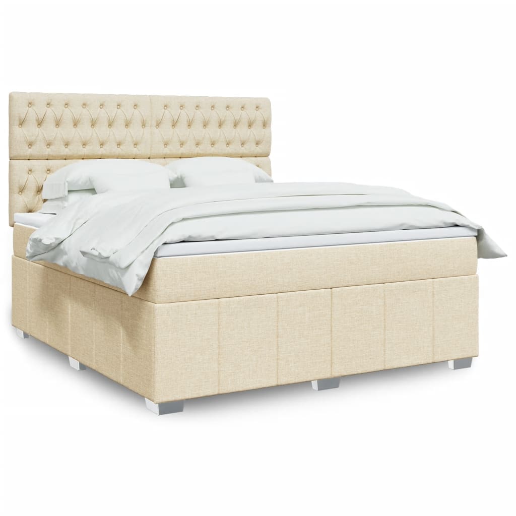 Κρεβάτι Boxspring με Στρώμα Κρεμ 180x200 εκ. Υφασμάτινο - Pakobazaar