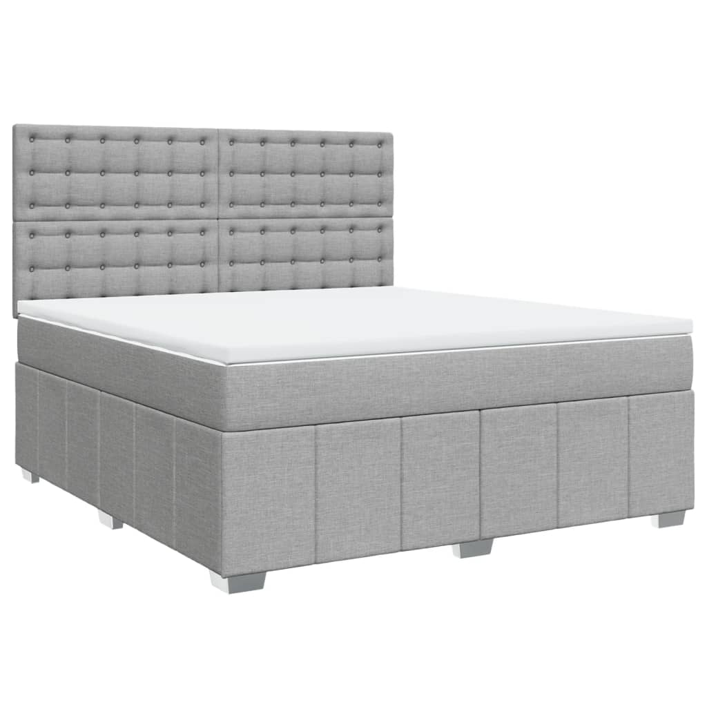 Κρεβάτι Boxspring με Στρώμα Ανοιχτό Γκρι 180x200 εκ. Υφασμάτινο