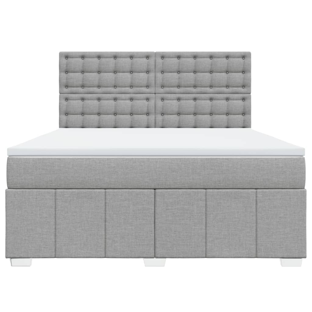 Κρεβάτι Boxspring με Στρώμα Ανοιχτό Γκρι 180x200 εκ. Υφασμάτινο