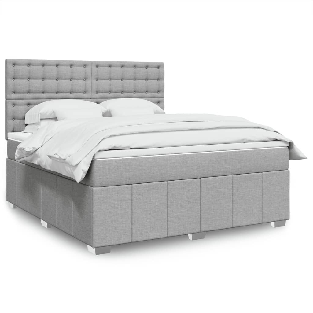 Κρεβάτι Boxspring με Στρώμα Ανοιχτό Γκρι 180x200 εκ. Υφασμάτινο