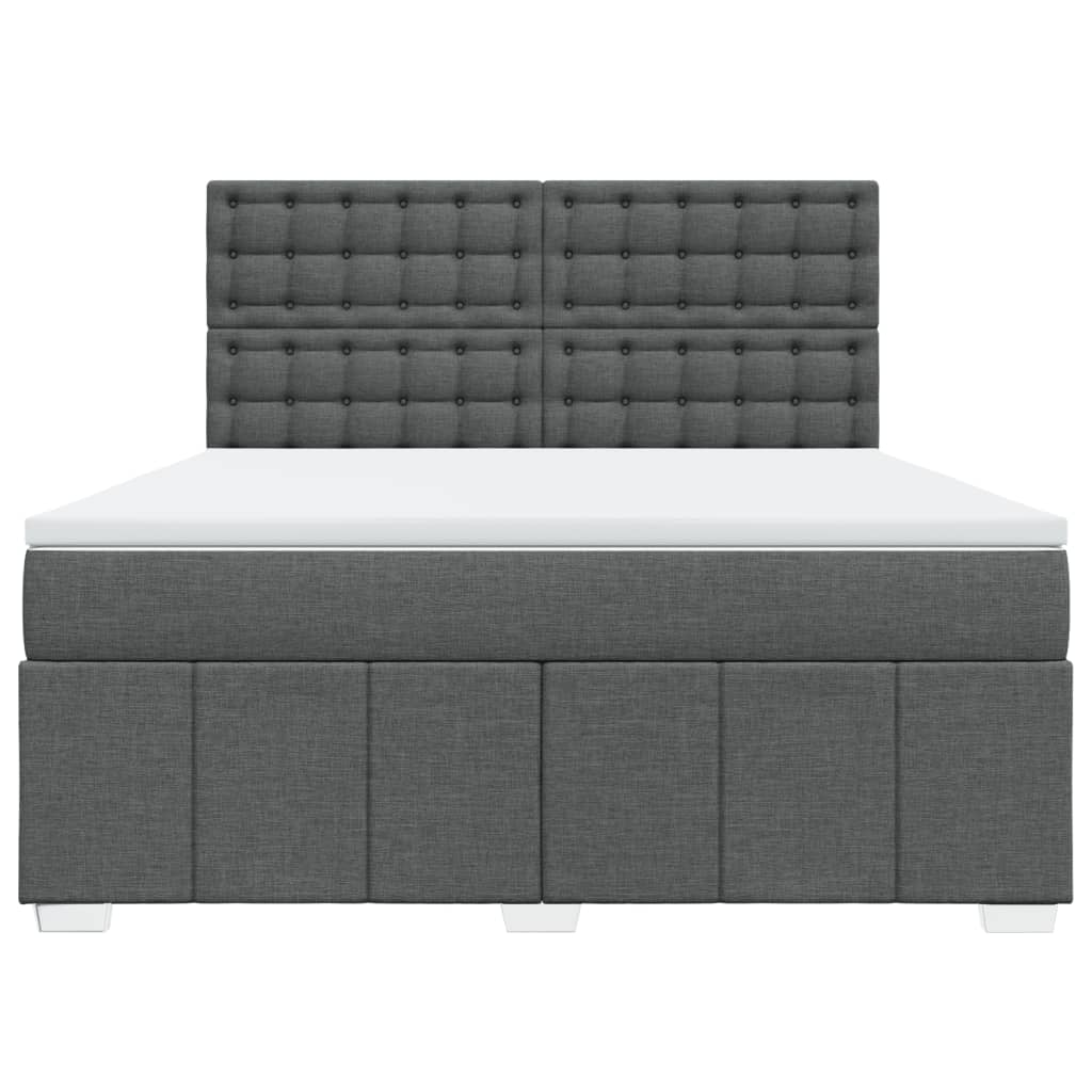 Κρεβάτι Boxspring με Στρώμα Σκούρο Γκρι 180x200 εκ Υφασμάτιν