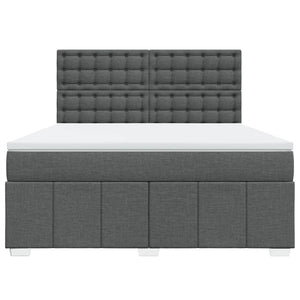 Κρεβάτι Boxspring με Στρώμα Σκούρο Γκρι 180x200 εκ Υφασμάτιν
