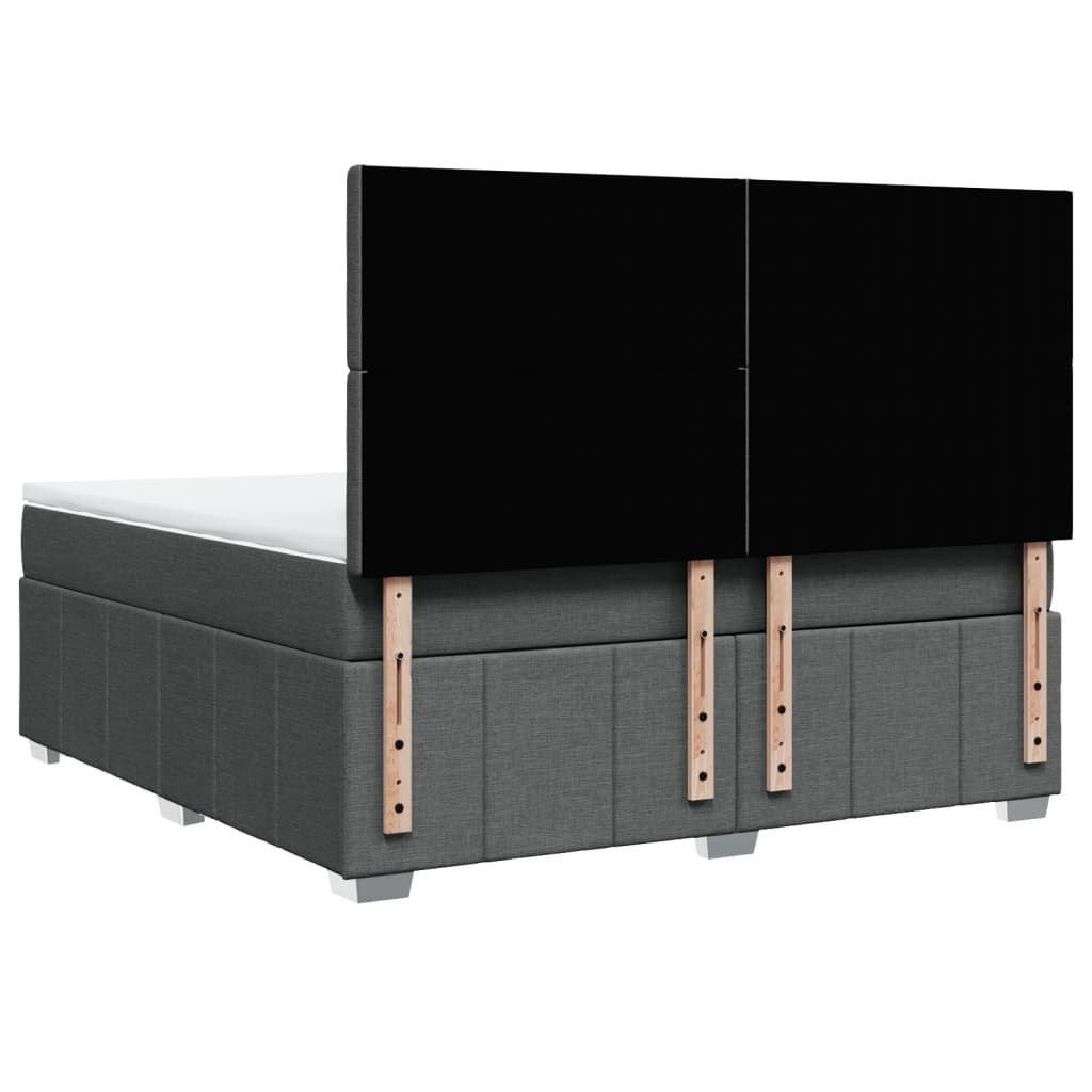 Κρεβάτι Boxspring με Στρώμα Σκούρο Γκρι 180x200 εκ Υφασμάτιν