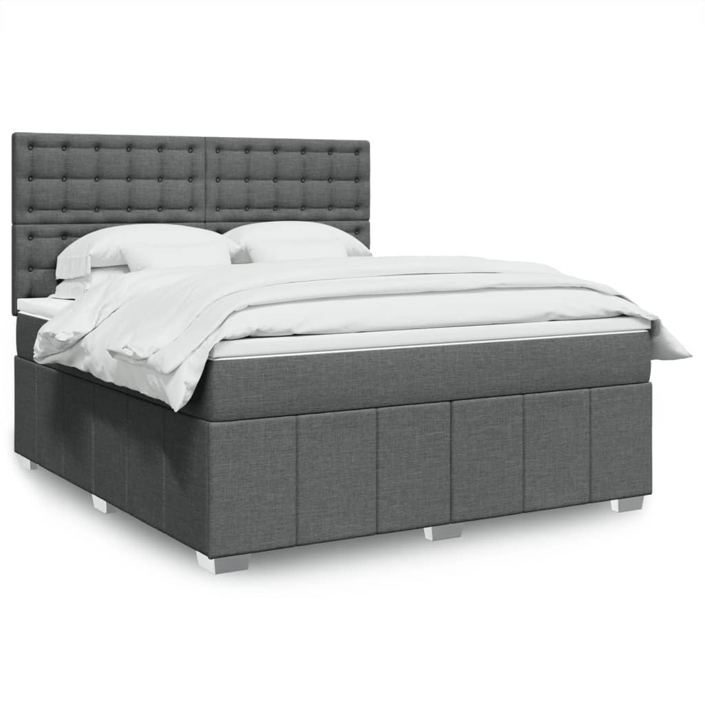 Κρεβάτι Boxspring με Στρώμα Σκούρο Γκρι 180x200 εκ Υφασμάτιν