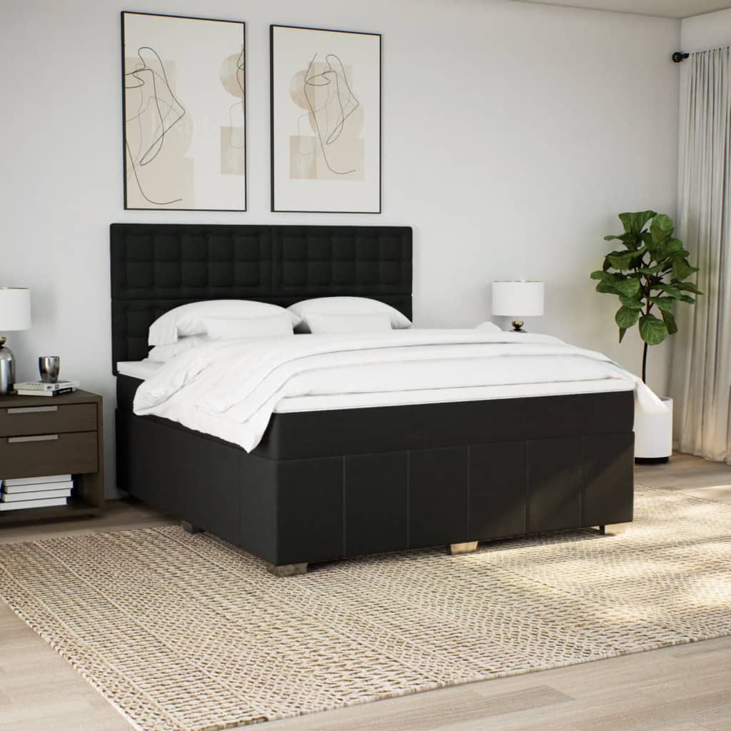 Κρεβάτι Boxspring με Στρώμα Μαύρο 180x200 εκ. Υφασμάτινο - Pakobazaar