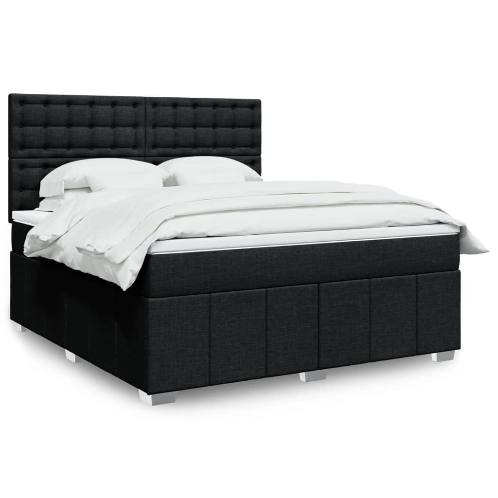 Κρεβάτι Boxspring με Στρώμα Μαύρο 180x200 εκ. Υφασμάτινο - Pakobazaar