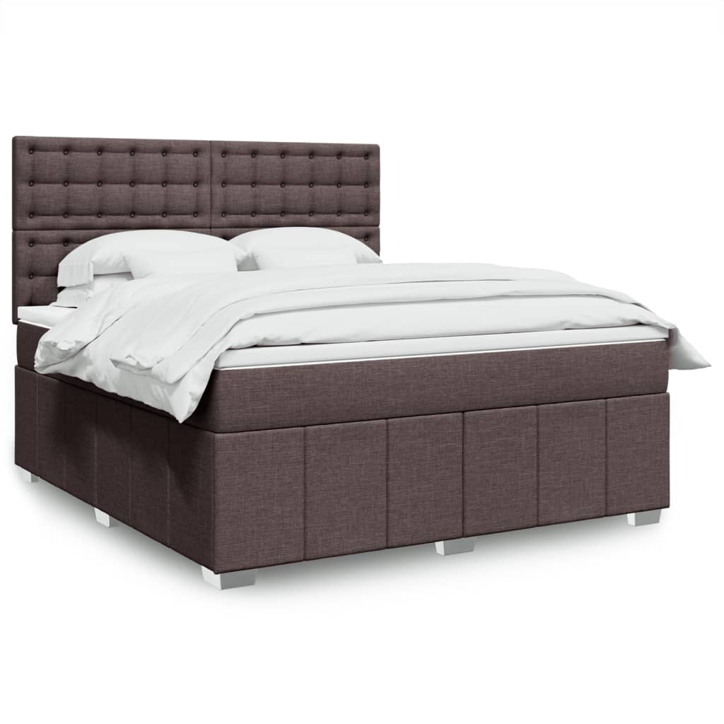 Κρεβάτι Boxspring με Στρώμα Σκούρο Καφέ 180x200 εκ Υφασμάτινο - Pakobazaar