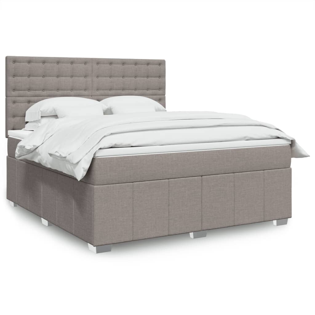 Κρεβάτι Boxspring με Στρώμα Taupe 180x200 εκ. Υφασμάτινο - Pakobazaar