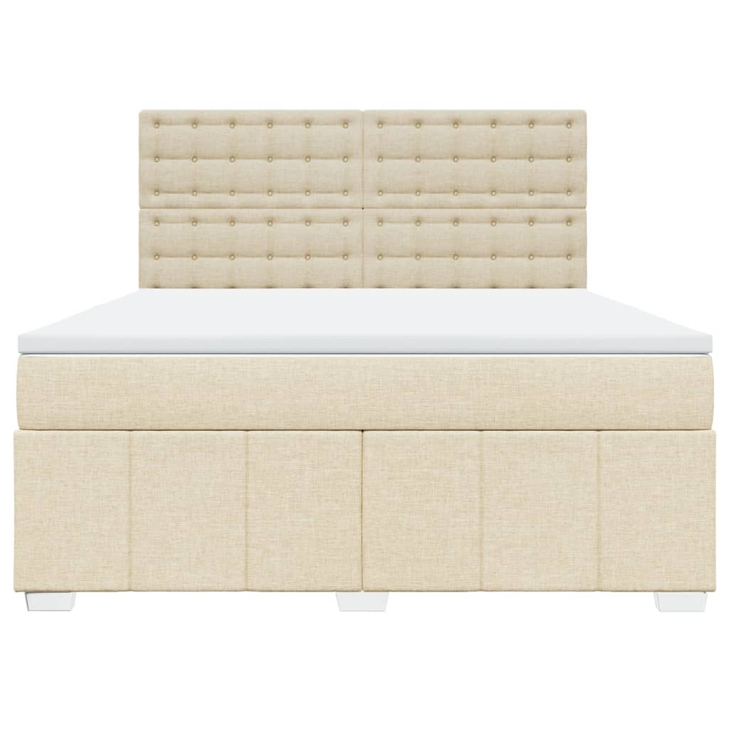 Κρεβάτι Boxspring με Στρώμα Κρεμ 180x200 εκ. Υφασμάτινο - Pakobazaar