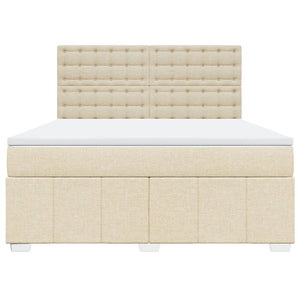 Κρεβάτι Boxspring με Στρώμα Κρεμ 180x200 εκ. Υφασμάτινο - Pakobazaar