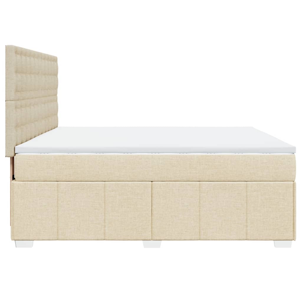 Κρεβάτι Boxspring με Στρώμα Κρεμ 180x200 εκ. Υφασμάτινο - Pakobazaar