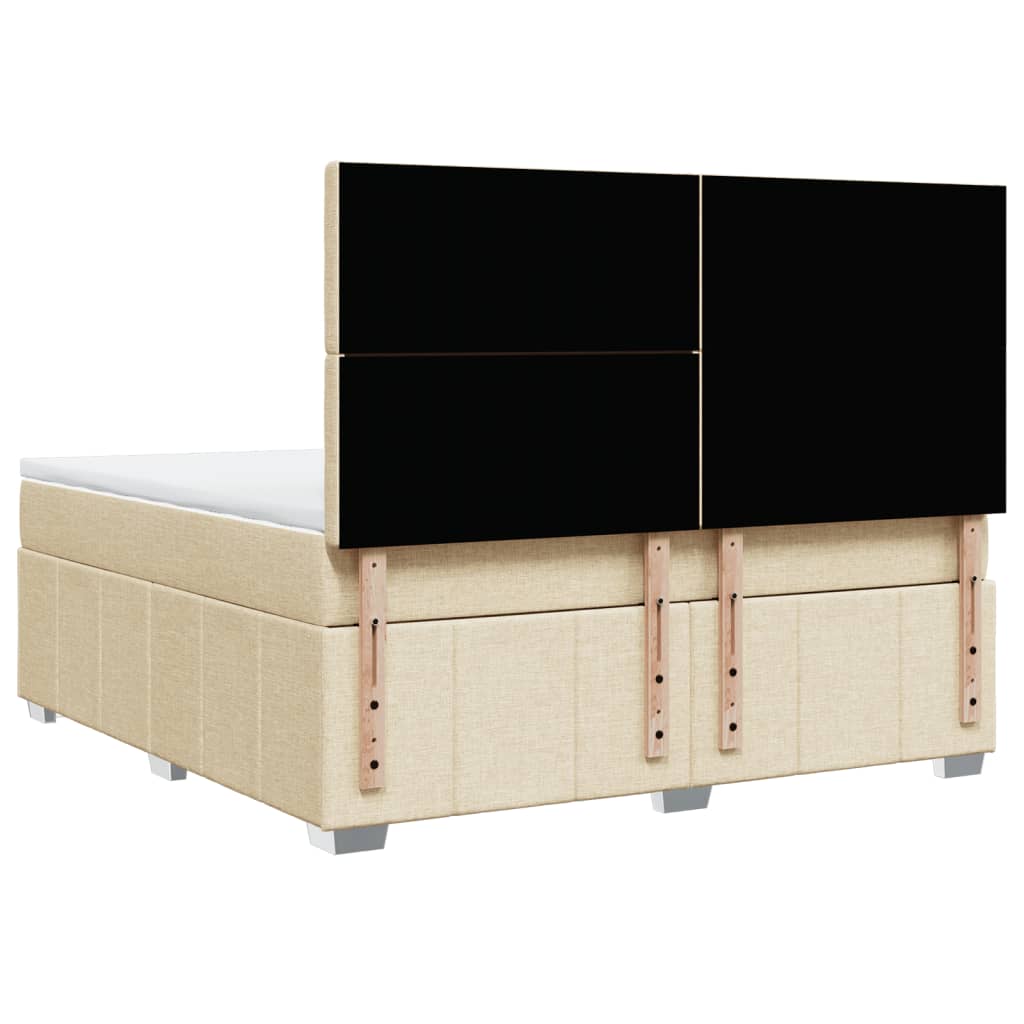 Κρεβάτι Boxspring με Στρώμα Κρεμ 180x200 εκ. Υφασμάτινο - Pakobazaar