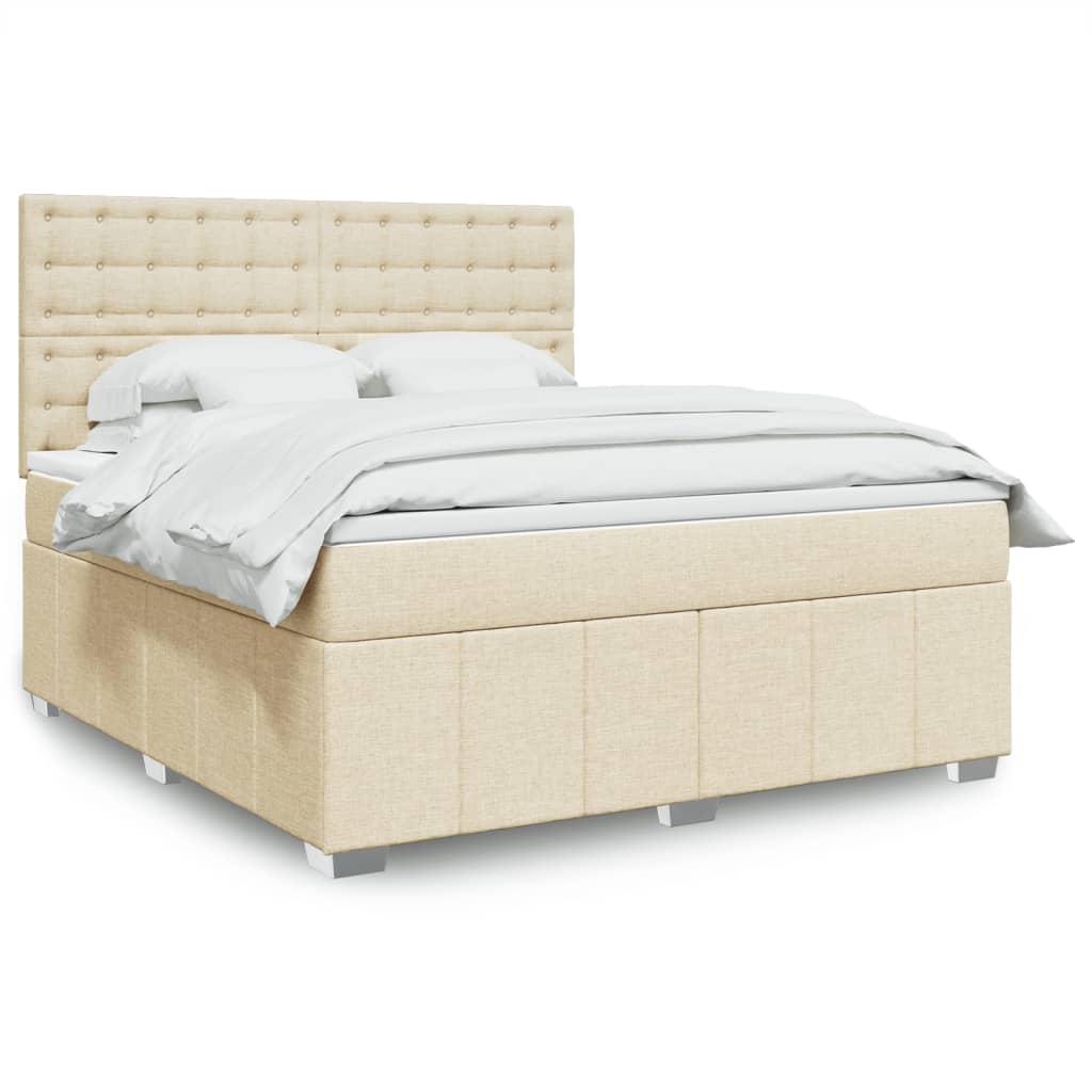 Κρεβάτι Boxspring με Στρώμα Κρεμ 180x200 εκ. Υφασμάτινο - Pakobazaar
