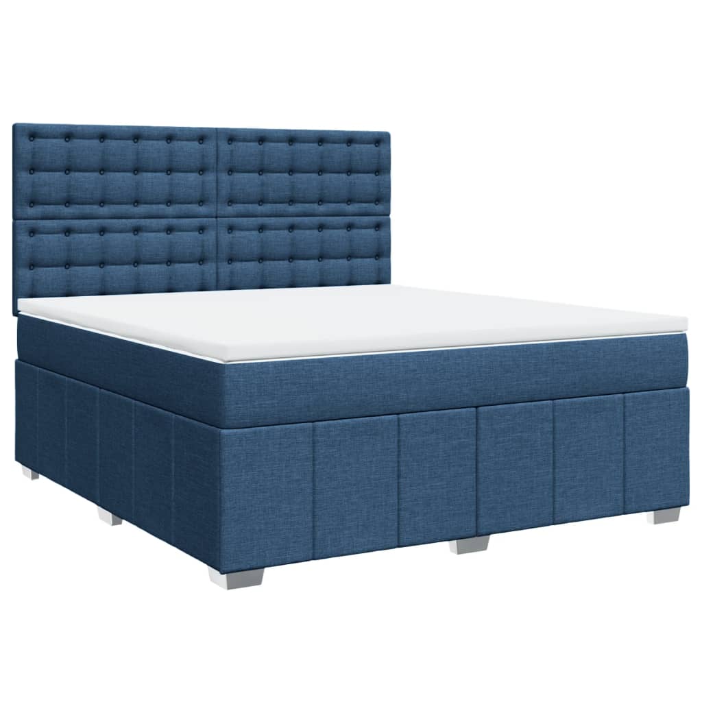 Κρεβάτι Boxspring με Στρώμα Μπλε 180x200 εκ. Υφασμάτινο