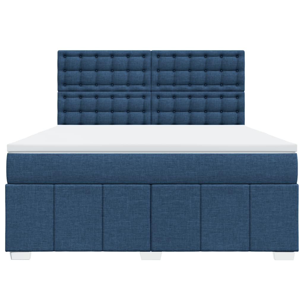 Κρεβάτι Boxspring με Στρώμα Μπλε 180x200 εκ. Υφασμάτινο