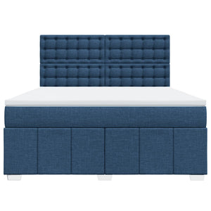 Κρεβάτι Boxspring με Στρώμα Μπλε 180x200 εκ. Υφασμάτινο