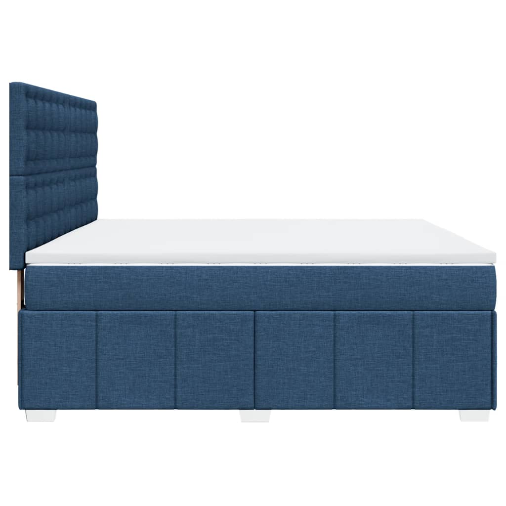 Κρεβάτι Boxspring με Στρώμα Μπλε 180x200 εκ. Υφασμάτινο