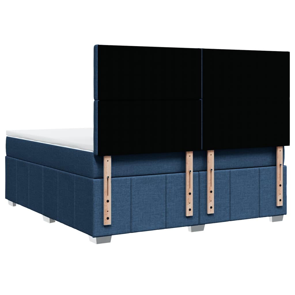 Κρεβάτι Boxspring με Στρώμα Μπλε 180x200 εκ. Υφασμάτινο