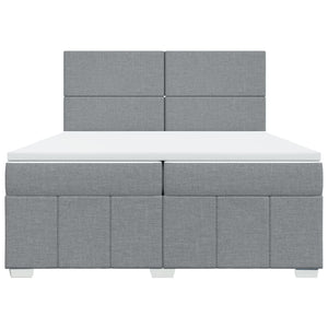 Κρεβάτι Boxspring με Στρώμα Ανοιχτό Γκρι 200x200 εκ. Υφασμάτινο