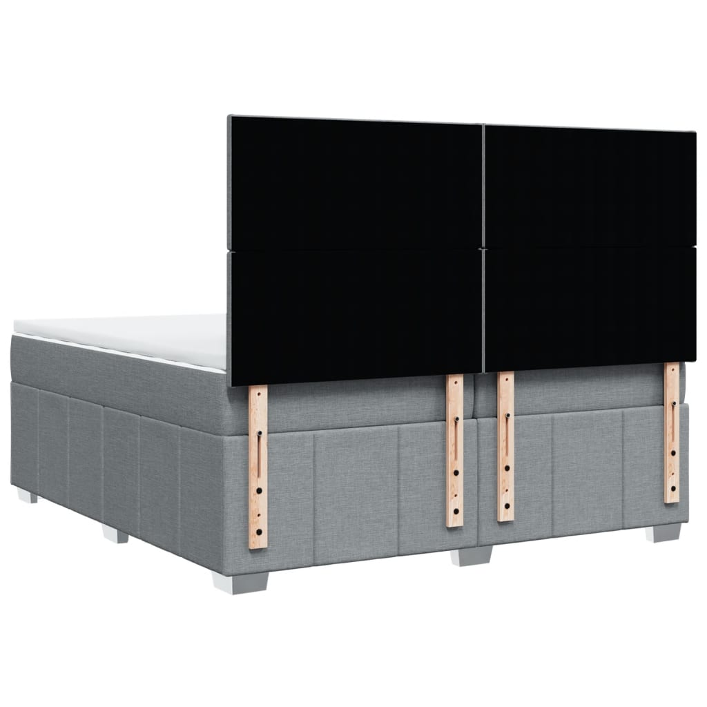 Κρεβάτι Boxspring με Στρώμα Ανοιχτό Γκρι 200x200 εκ. Υφασμάτινο